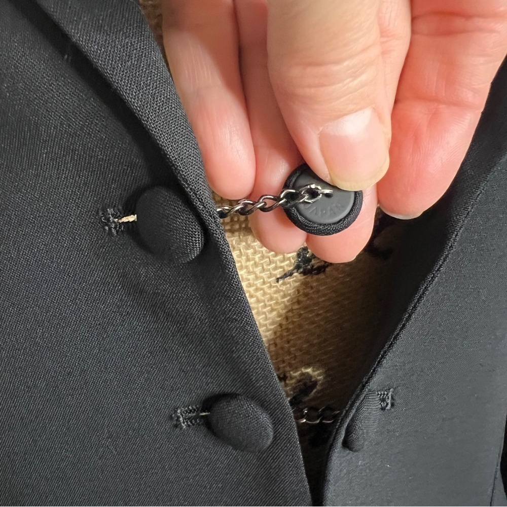 Theory Wool Blend Black Cufflink Button 3/4 Sleeve Suit Blazer - Picture 3 of 12